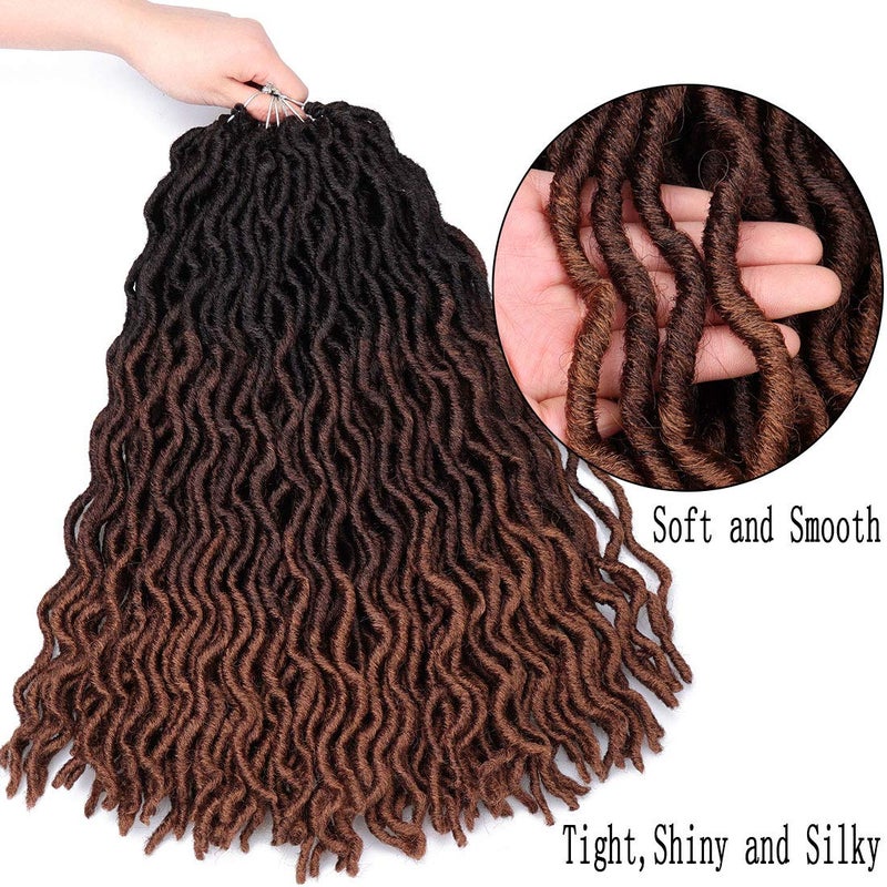 Liyate 18 Inch Goddess Faux locs Crochet Hair 6 Packs/Lot Soft Gypsy Locs Wavy Crochet Braids Dreadlocks 3Tone Curly Wavy Twist Braiding Hair Extensions African Roots Braidï¼ˆ# 1B/4/30#) - Image 5